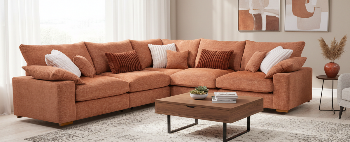 Midsummer Modular Chenille Sofa Collection with Feather Seats