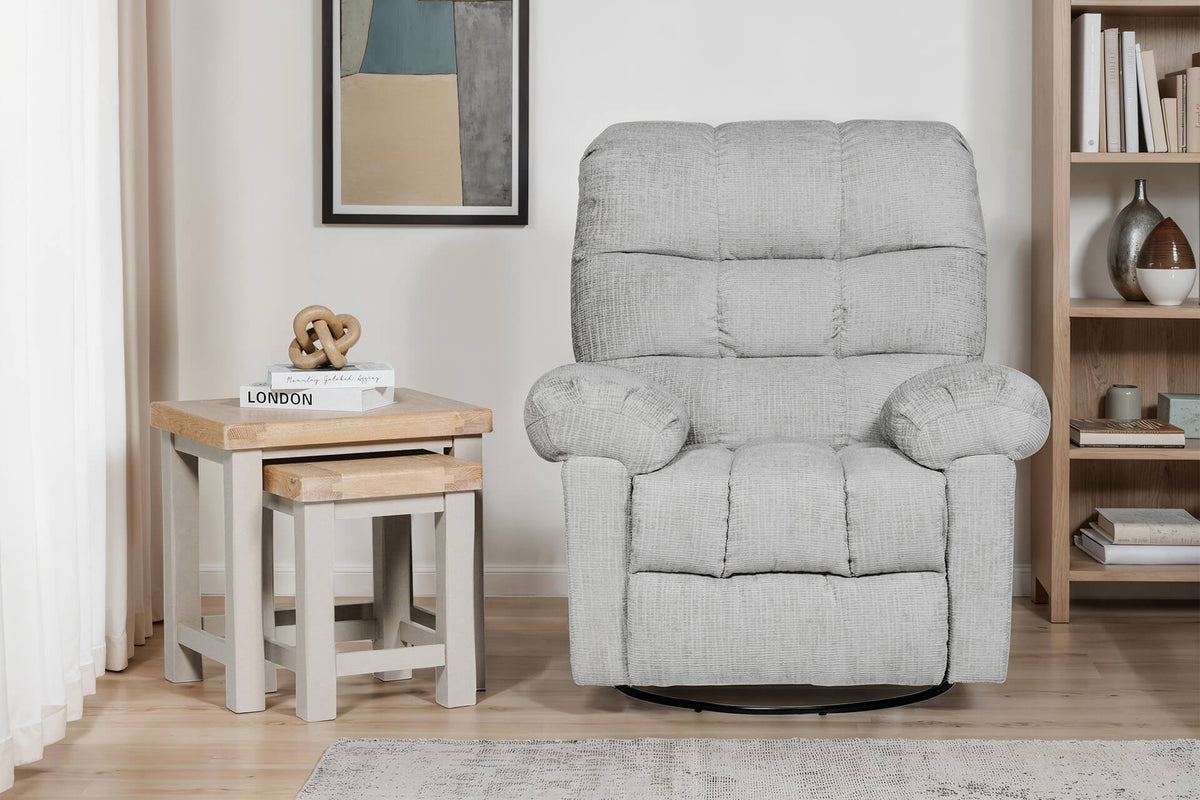 Nellie Glider Swivel Manual Recliner Chair in Grey or Latte
