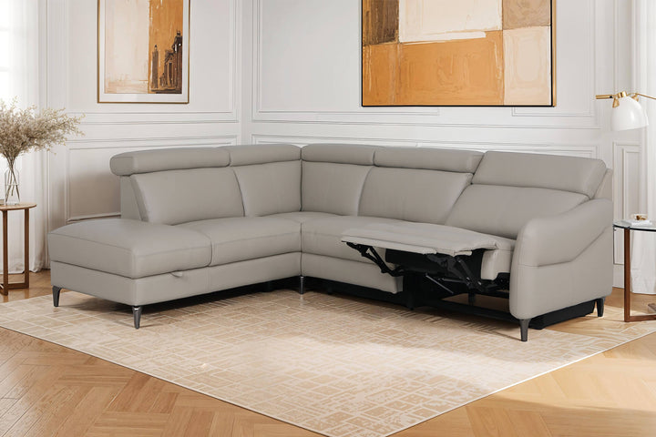 Nico Leather Electric Recliner Corner Sofa with Storage Chaise | VIDA Living