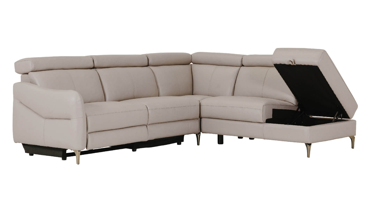 Nico Leather Electric Recliner Corner Sofa with Storage Chaise