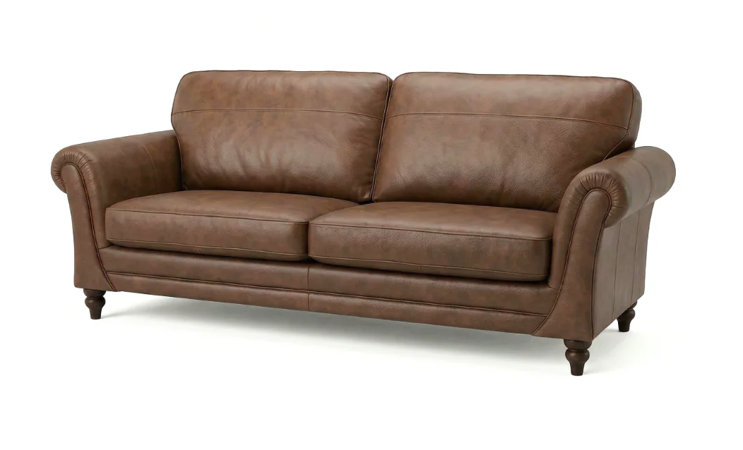 Nyla Leather Sofa Collection with Curved Arms