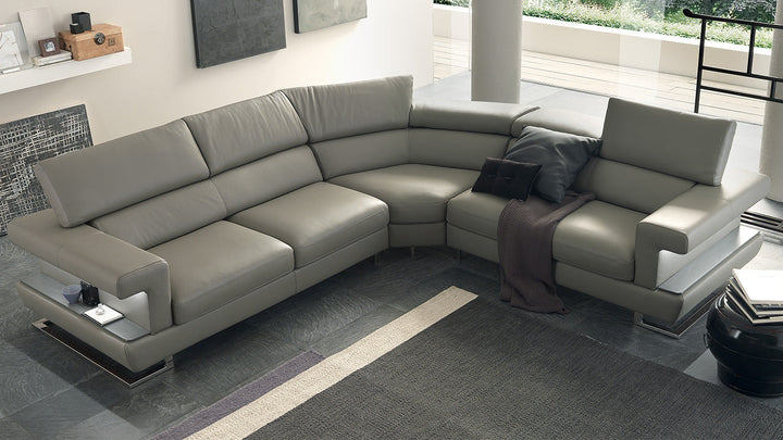 Bolero Low Modular Italian Leather Sofa with Sliding Seats | Newtrend Concepts Italia