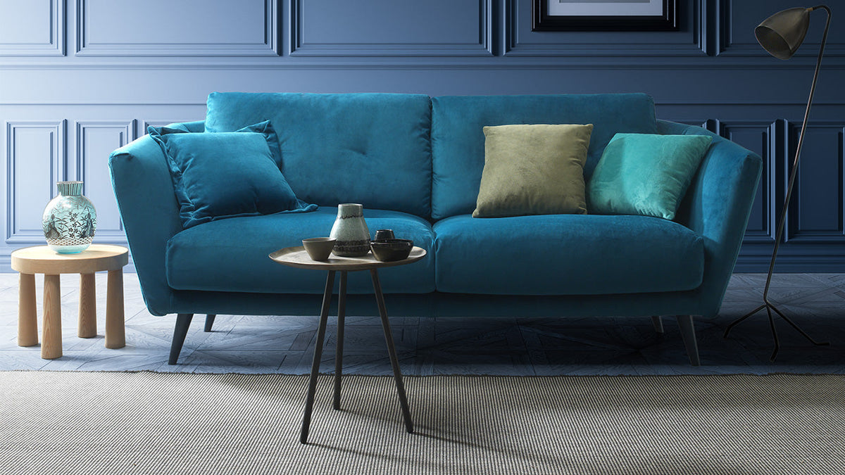 Cave Italian Leather Sofa with Removable Covers & Matching Pouffe