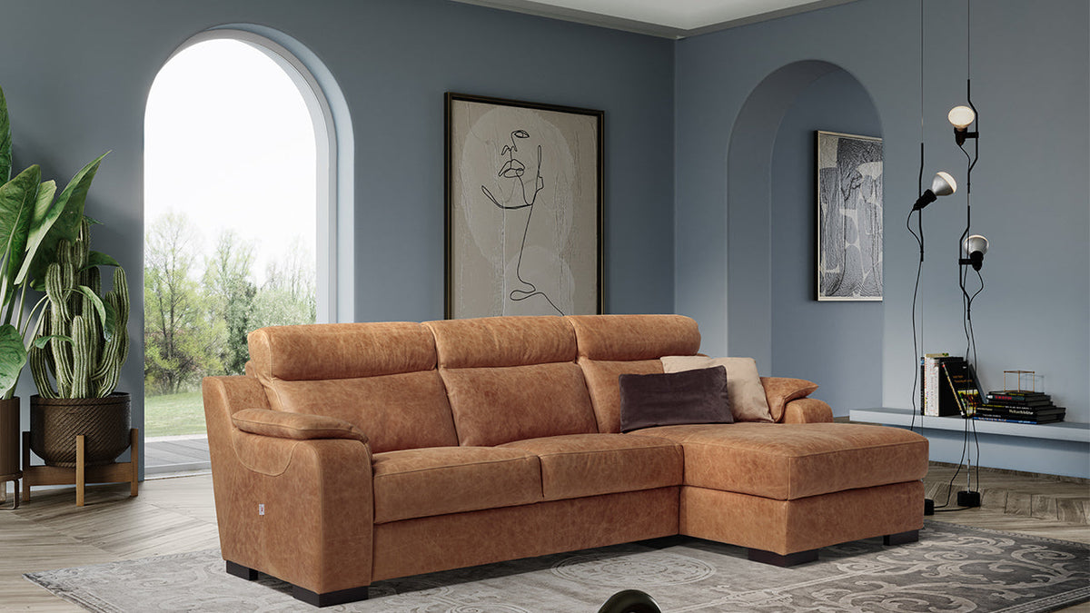 Ethos Italian Leather Sofa & Chaise Collection
