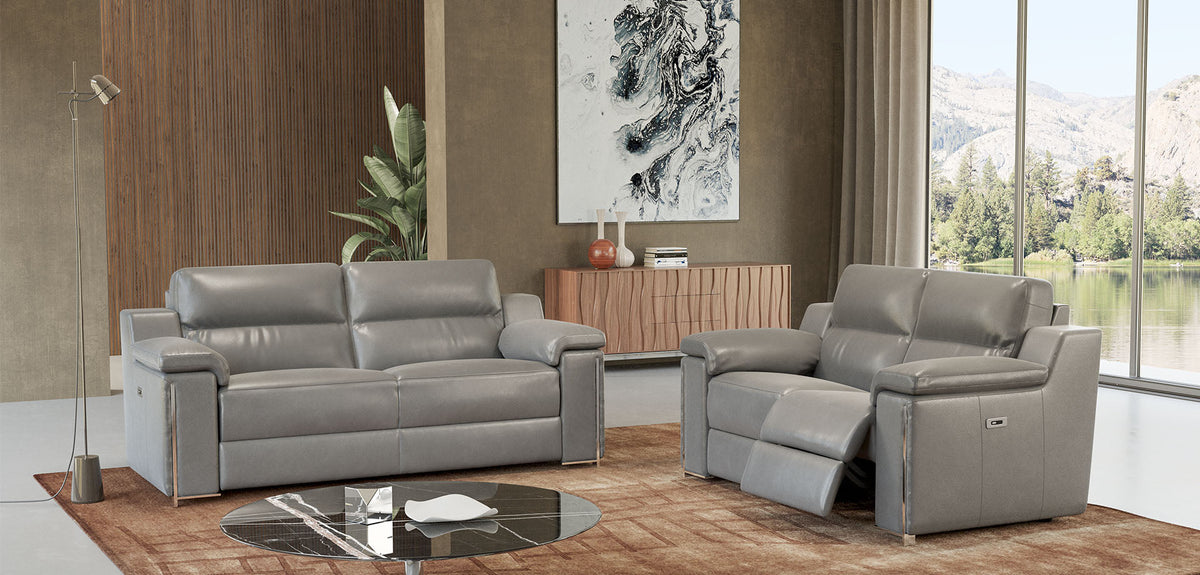 Haribo Modular Italian Leather Sofa with Adjustable Headrest & Chaise