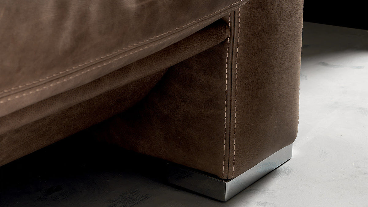 Java Italian Leather Sofa with Goose Down Cushions & Removable Covers