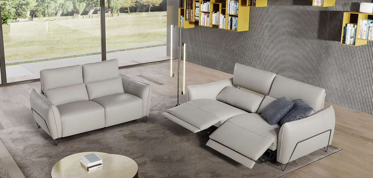 Nashira Modular Italian Leather Sofa with Dual Motor Headrest Recliner