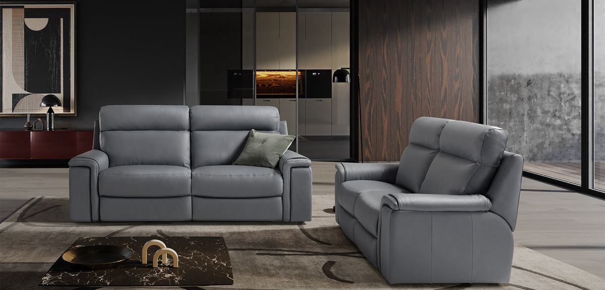 Refrain Italian Leather Sofa with Triple Motor Recliner Option