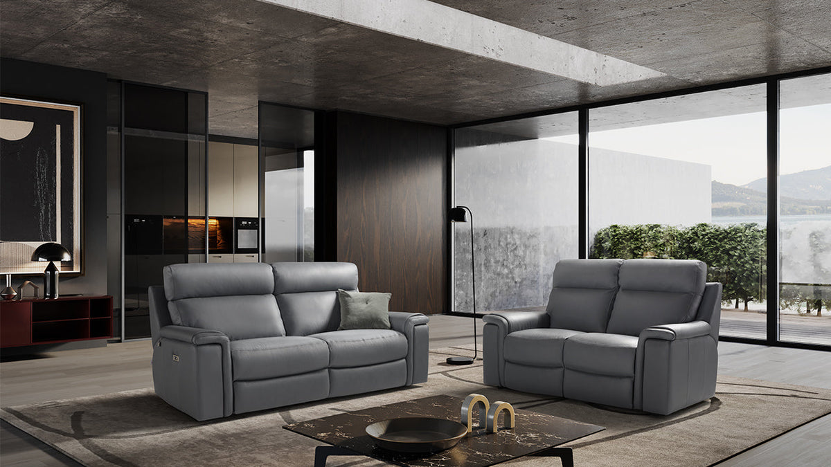 Refrain Italian Leather Sofa with Triple Motor Recliner Option