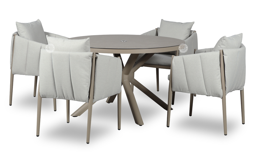 Pumpkin 4 Seater Outdoor Fabric Round Garden Dining Set with 120cm Table