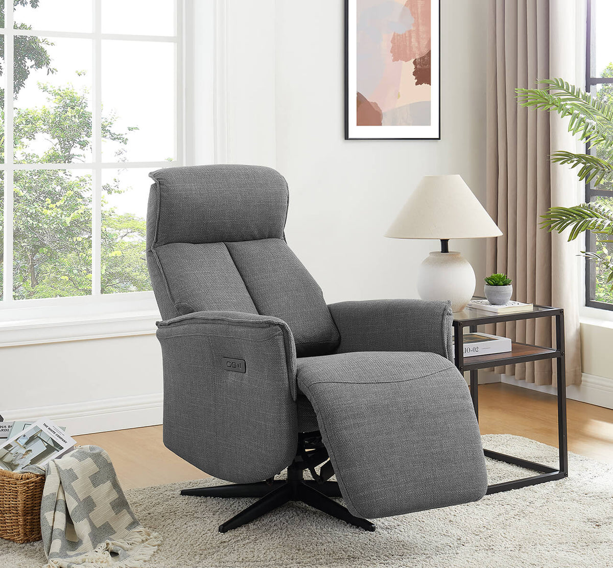 Riya Electric Reclining Swivel Accent Chair with USB and Battery Pack