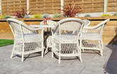 Rose 6 Seater White Wicker Outdoor Dining Set | Rose0289_0393