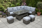 Cambridge Rattan Grey Casual Dining Corner Sofa Set With Rising Table | Camb181G