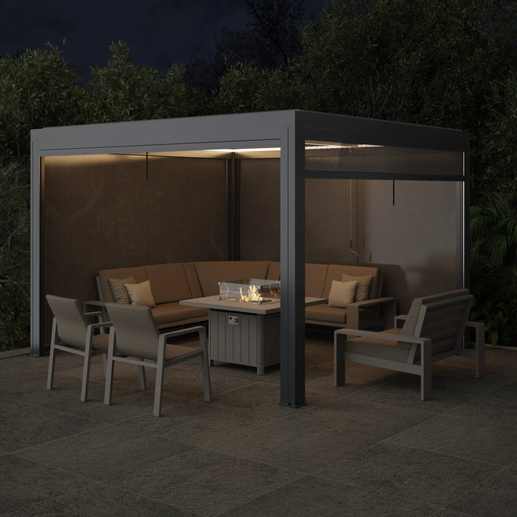 Signature Weave - Aluminium Gazebo Garden Structure with LED Lights | Gaze0474