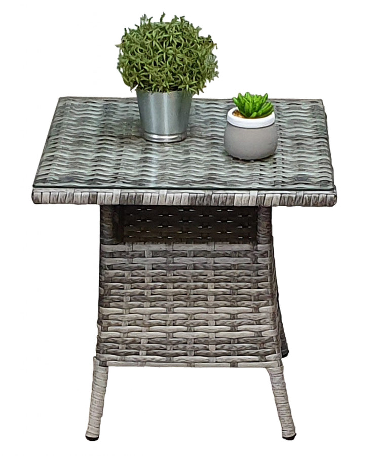 Sarah Grey Rattan High Back 2 Armchair Lounge Set with Tea Table | Signature Weave
