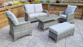 Sarah Rattan 4 Seater Sofa Set + Coffee Table in Grey | Sara0375