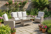 Sarah Rattan 5 Seater Sofa Set + Coffee Table in Nature | Sara0381