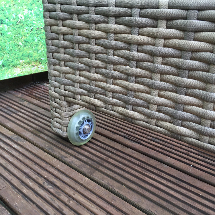 Sarena Natural Rattan Garden Sun Lounger Pair with Drinks Table | Signature Weave
