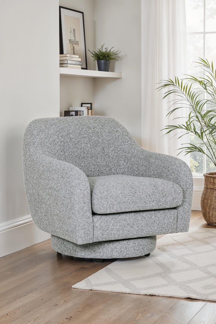 Spencer Grey Fabric Swivel Accent Chair with Pocket Sprung Seat | VIDA Living