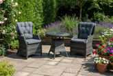 NEW Tammy Rattan Garden Grey Bistro Set Table + 2 Chairs