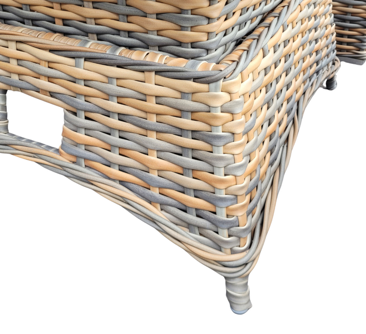 Anna Rattan Brown Large Corner Sofa Set with Rising Table