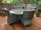 Thomas Round Table + 4 Chairs Grey Dining Set Outdoor Garden Furniture