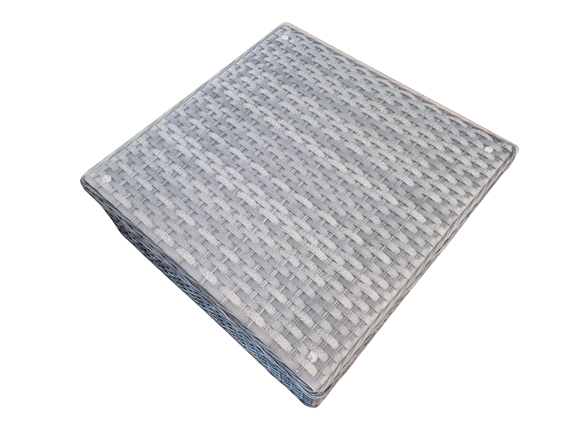 Richmond Grey Garden Footstool that Converts to a Glass Coffee Table