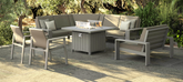 Venus U Corner Sofa with Firepit Table + 2 Dining Chairs | Venu0464