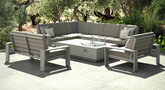Venus L Shape Corner Sofa with Gas Firepit and Loveseat | Venu0462_0528