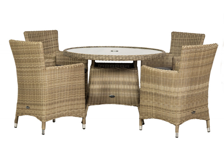 Royalcraft Rattan Wentworth 4 Seater Dining Set | WEN110CAR-WS