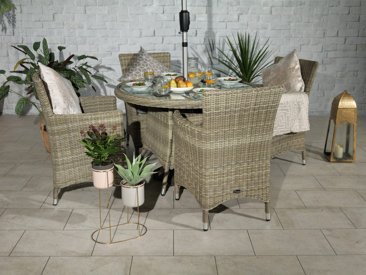 Royalcraft Rattan Wentworth 4 Seater Dining Set | WEN110CAR-WS