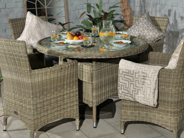 Royalcraft Rattan Wentworth 4 Seater Dining Set | WEN110CAR-WS