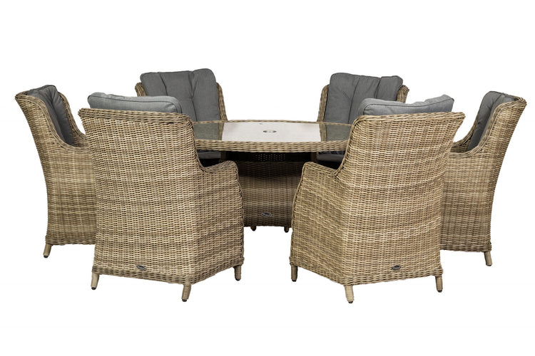 Royalcraft Rattan Wentworth 6 Seater Round Dining Set (WEN140COM-WS)