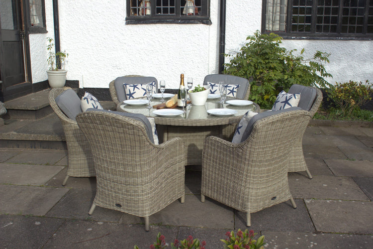 Royalcraft Rattan Wentworth 6 Seater Round Dining Set (WEN140COM-WS)