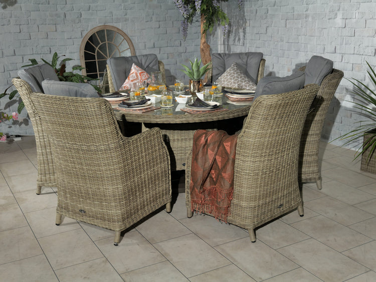 Royalcraft Rattan Wentworth 6 Seater Round Dining Set (WEN140COM-WS)