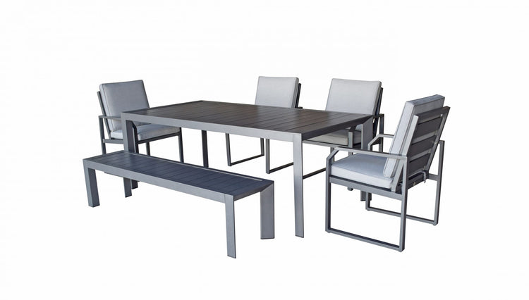 Alarna Aluminium Dining Set with Bench & 4 Chairs | ALAR0356
