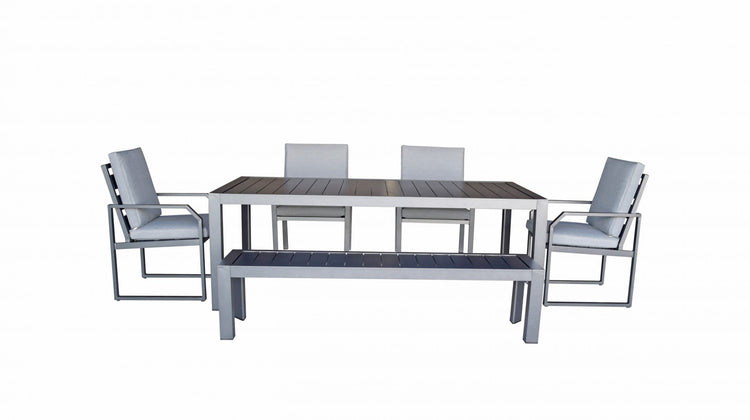 Alarna Aluminium Dining Set with Bench & 4 Chairs | ALAR0356