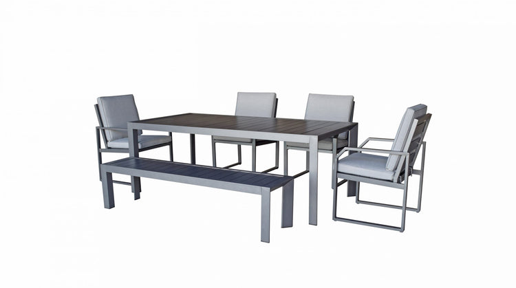 Alarna Aluminium Dining Set with Bench & 4 Chairs | ALAR0356