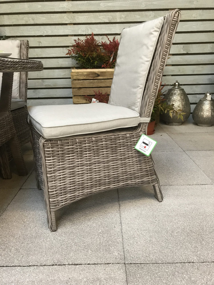 Alexandra 6 Seater Grey Rattan Garden Dining Set with High Back Chairs | Signature Weave