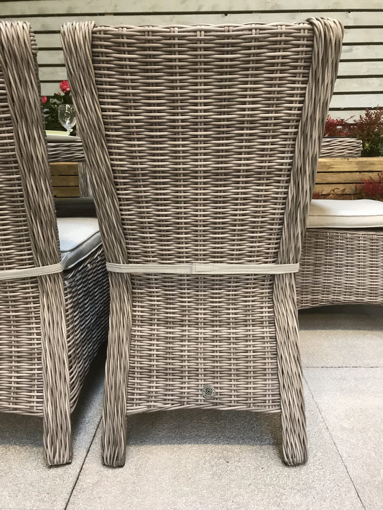 Alexandra 6 Seater Grey Rattan Garden Dining Set with High Back Chairs | Signature Weave
