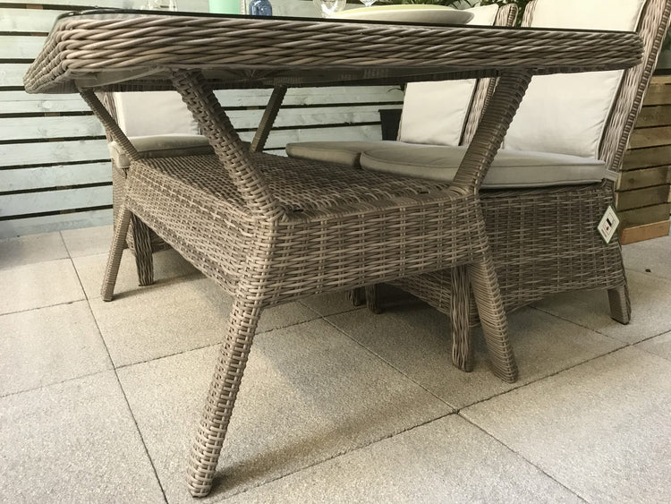 Alexandra 6 Seater Grey Rattan Garden Dining Set with High Back Chairs | Signature Weave