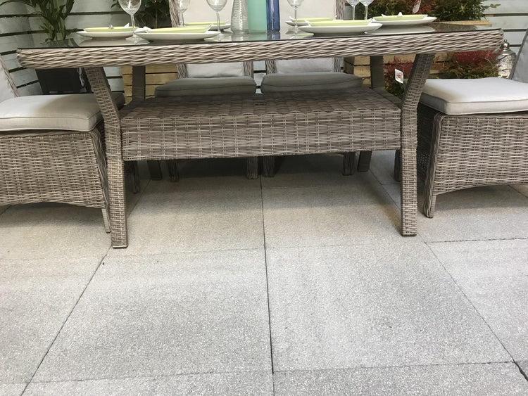 Alexandra 6 Seater Grey Rattan Garden Dining Set with High Back Chairs | Signature Weave