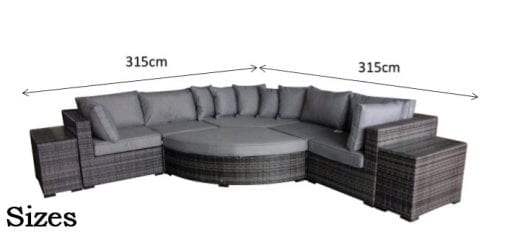 Jessica Grey Rattan Modular Garden Corner Sofa with End Tables & Footstool | Signature Weave