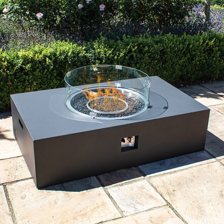 Homeflair - Rectangular Gas Fire Pit Coffee Table