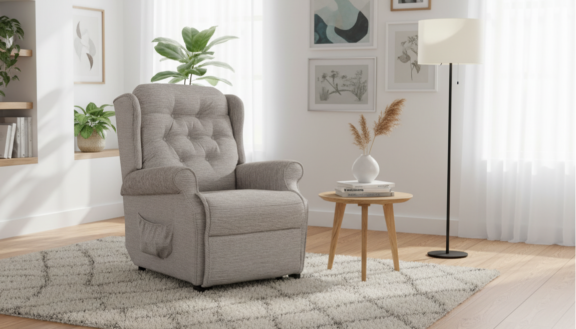 Belvedere High Back Fabric Lift and Rise Recliner Chair, Petite or Standard