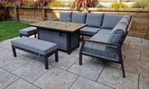 Signature Weave - Bettina Corner Dining Set with Firepit Table | Bett0426