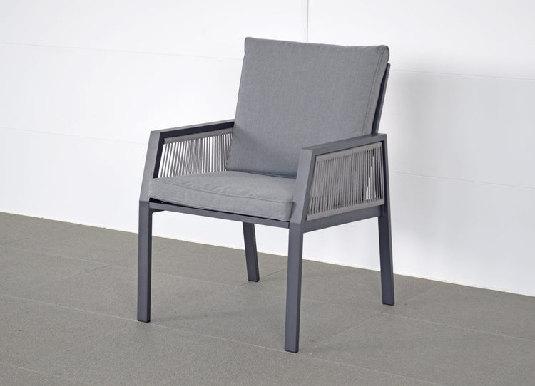 Bettina Aluminium Rope Weave Garden Dining Chair with Showerproof Cushions | Signature Weave