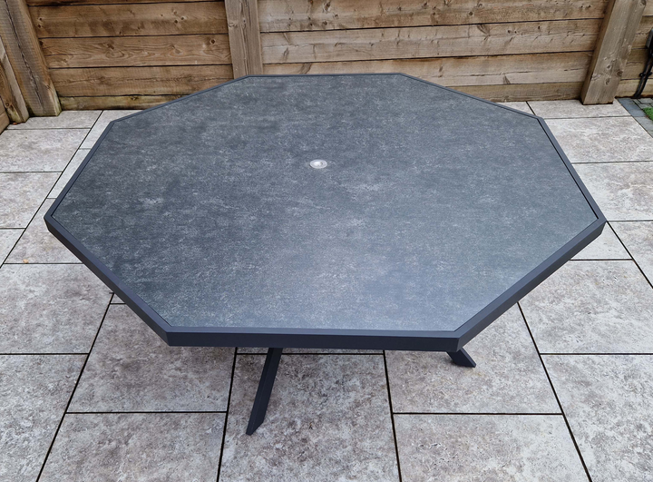Bettina 8 Seater Octagonal Aluminium Garden Dining Table with Ceramic Glass Top | Signature Weave