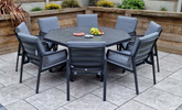 Bettina Aluminium Octagonal Table + 8 Rope Weave Chairs Set | Bett0444_0443