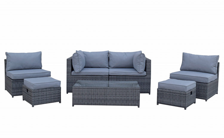 Chelsea Grey 8mm Flat Weave Rattan Modular Garden Sofa with Arm Storage & Coffee Table | Signature Weave